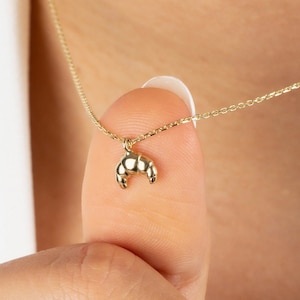 14k Gold Croissant Necklace • Solid Gold Croissant Pendant • French Croissant Charm Necklace • Parisian Jewelry for Women • Mothers Day Gift