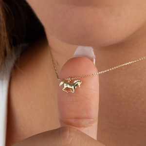 Running Horse Pendant Necklace • 14K Solid Gold Horse Necklace for Women • Western Jewelry • Horse Lover Gifts • Equestrian Christmas Gift