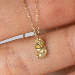 Gold Baby Bear Necklace • 14k Solid Gold Teddy Bear Necklace • Tiny Bear Pendant • Cute Animal Jewelry • Mom Christmas Gift • New Mum Gift