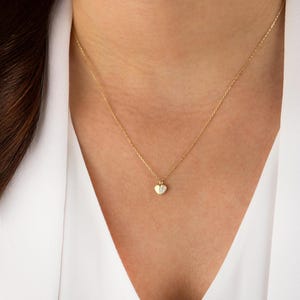 Dainty 14K Heart Necklace with CZ Stones • Yellow Solid Gold Love Pendant • Gift for Christmas & Valentine’s Day • Small Heart Charm Jewelry