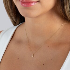 May include: A gold chain necklace with a small Gemini zodiac symbol pendant.