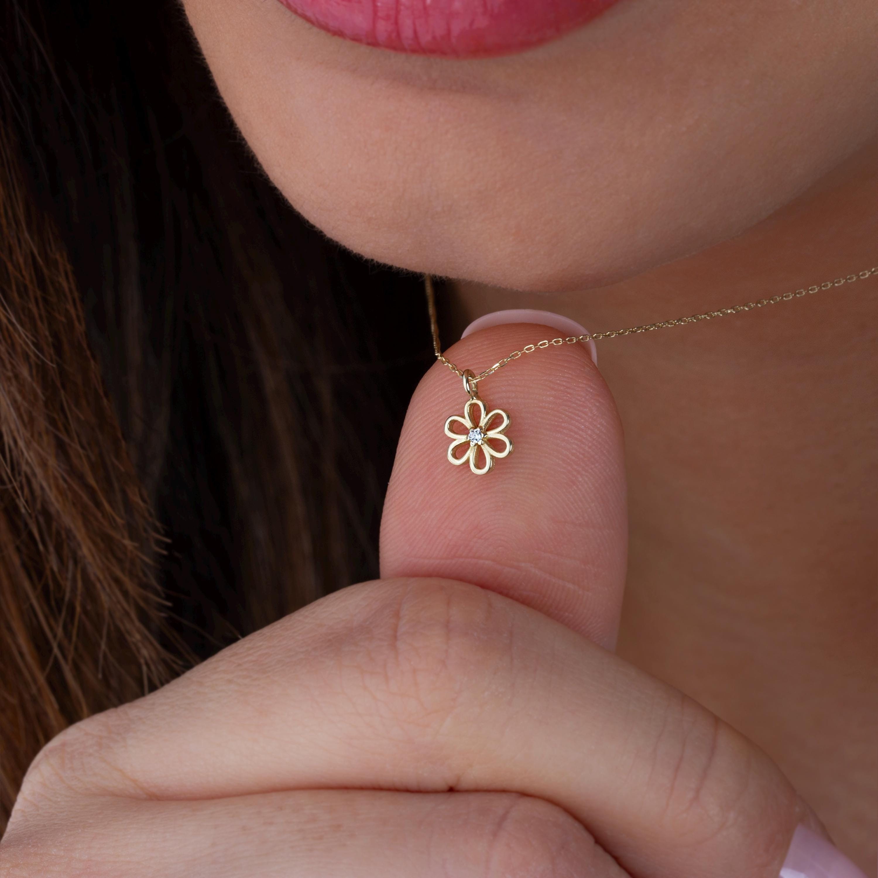 14k Gold Small Flower Charms - Etsy