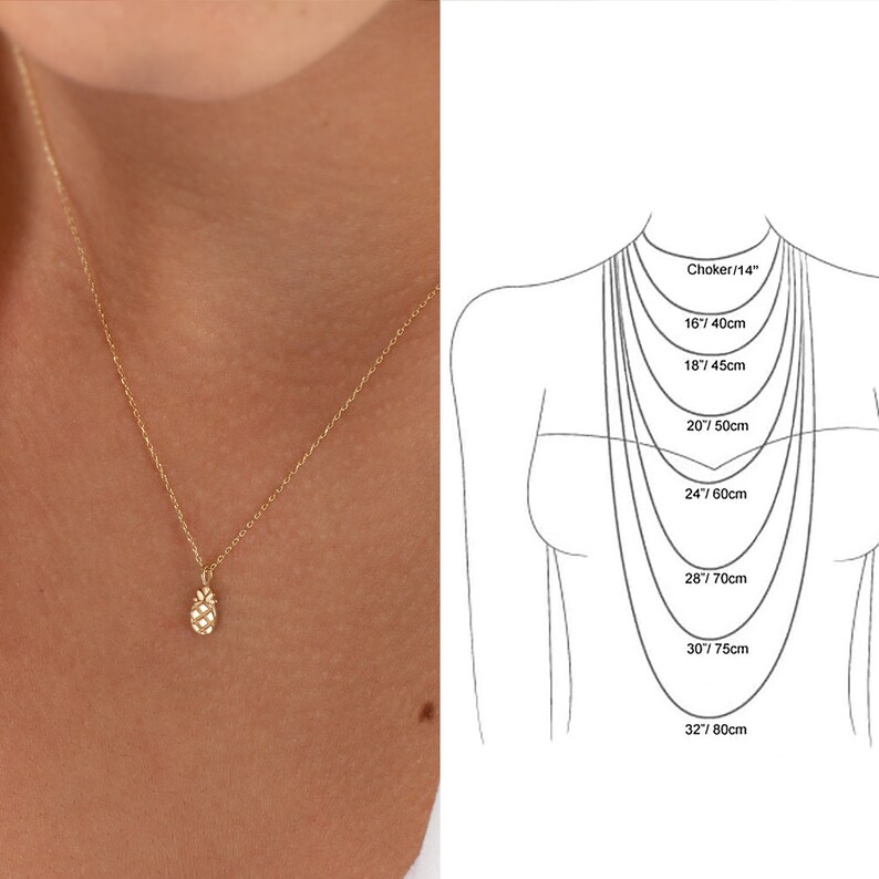 Pineapple Necklace for Women 14K Gold Pineapple Pendant Swinger