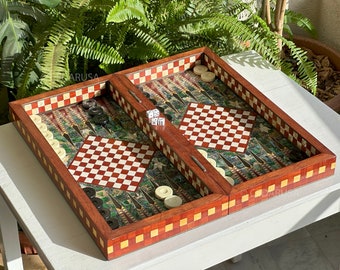 Ensemble en bois 3 en 1: Backgammon, jeu d'échecs et jeu de dames (ML) - Franc Jeu Repentigny