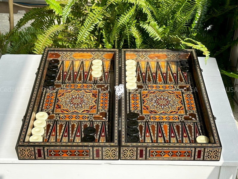 Backgammon Set & Chess Board From Lebanon - Lebanese Handmade Checkers ...