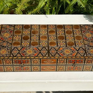 Backgammon Set & Chess Board from Lebanon - Lebanese Handmade Checkers Board Game with Real Pearl Inlays and Real Wooden Inlays