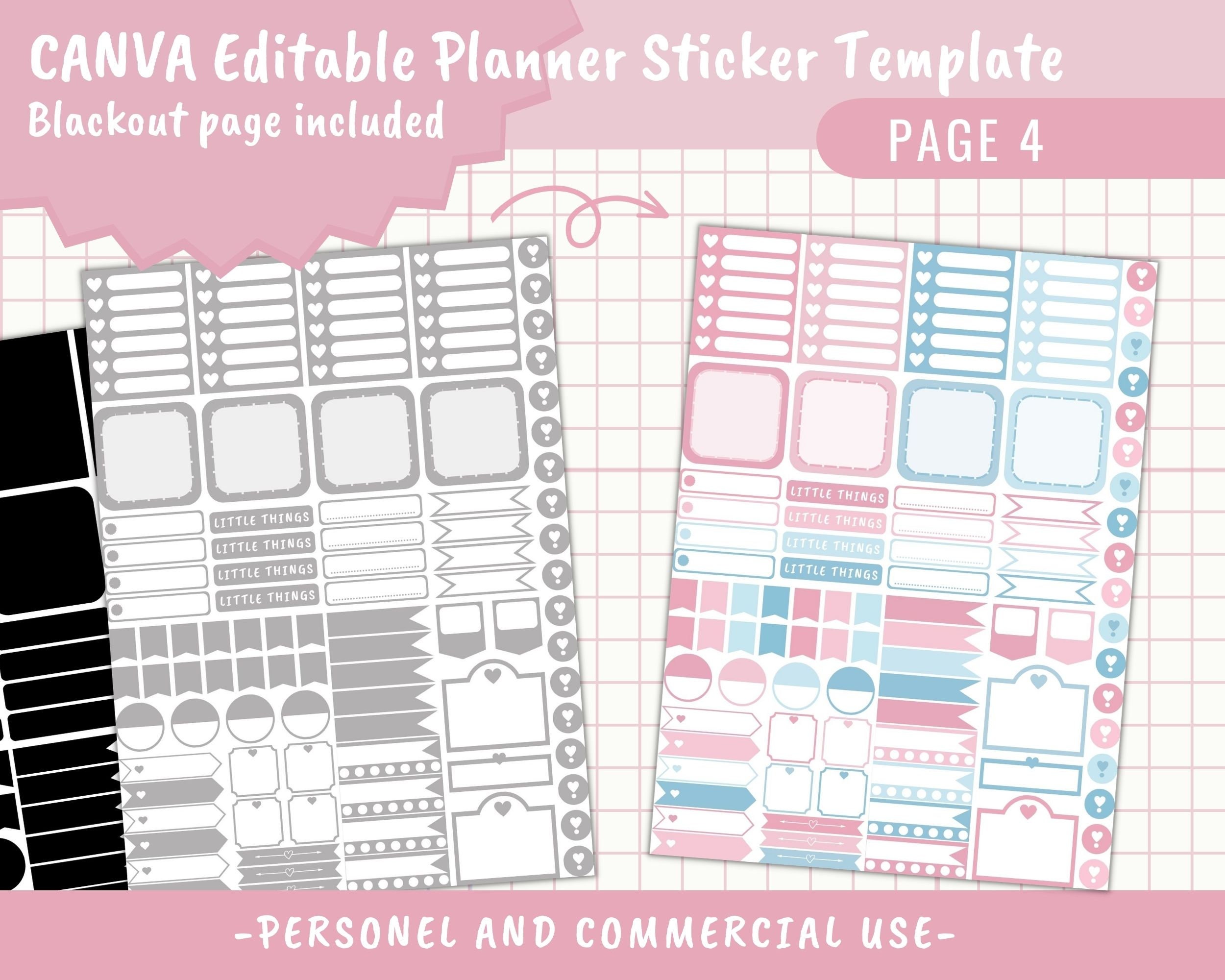 Canva Editable Planner Sticker Templates Erin Condren Planner Stickers ...