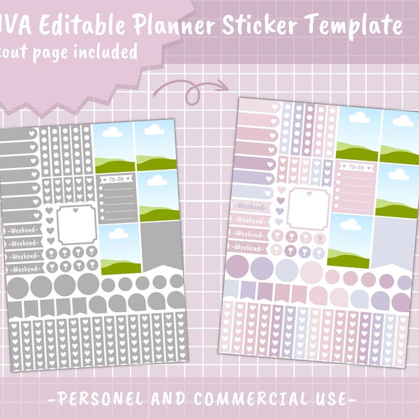 Canva Editable Planner Sticker Templates | Erin Condren Planner Stickers l 6.75 x 9.25 Inch | Instant Download