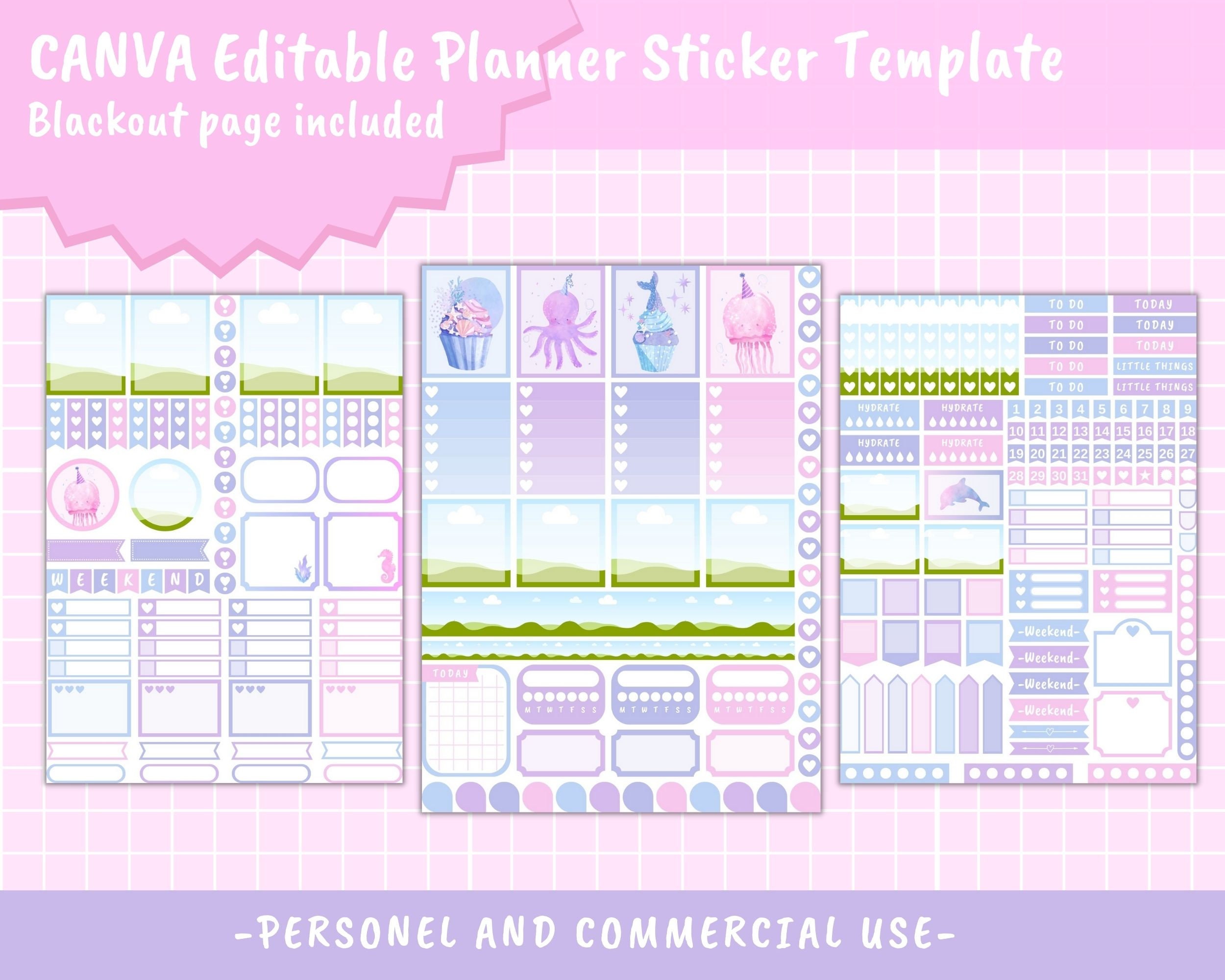 Canva Editable Planner Sticker Templates Erin Condren Planner Stickers