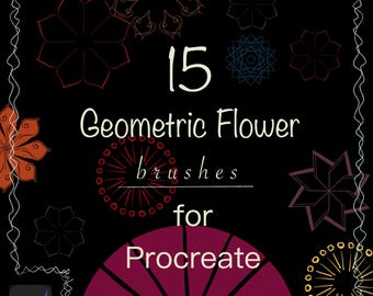 Geometrische bloemenborstels voor Procreate! 15 unieke penselen, met 10 variaties als leuke bonus!