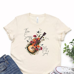 Then Sings My Soul Shirt, Guitar Tshirt, How Great Thou Art, Unisex Jersey Short Sleeve Religious Christian Tee