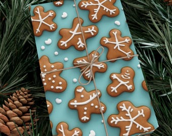 Whimsical Gingerbread Gift Wrap Papers, Matte Holiday Wrapping Paper, Christmas Gift Wrap, Festive Packaging, Unique Wrapping Supplies