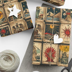Vintage Tarot Gift Wrap Papers, Eco-Friendly Wrapping, Holiday Wrap, Unique Gift Presentation, Special Occasions image 1