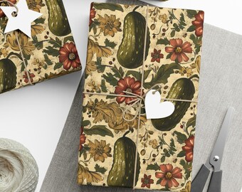 Floral Pickle Wrapping Paper, Classy Pickle Gift Wrap, Feminine Gift Wrap, Matte Finish, Pickle Lover Gift Wrap, Birthday, Mother's Day