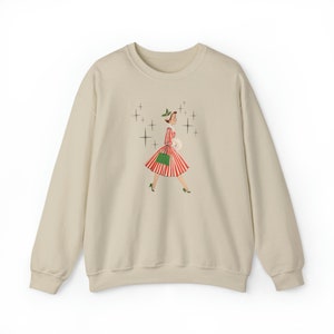 Retro 1950s Christmas Shopper Sweatshirt, Vintage Look, Unisex Heavy Blend™ Crewneck Women's Sweatshirt, Gift for Her image 4