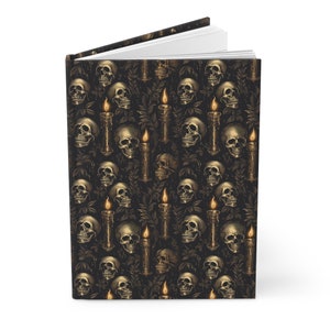 Skeleton Journal, Skulls & Candles Goth Gift Idea, Hardcover Journal Matte Cover, Gothic Goblincore Aesthetic, Gender Neutral Journal Gift