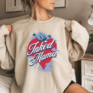 Inked Mama Sweatshirt, Tattoo Lover Gift, Unisex Heavy Blend™ Crewneck Sweatshirt, Mother&#39;s Day Gift, Gift for Mom