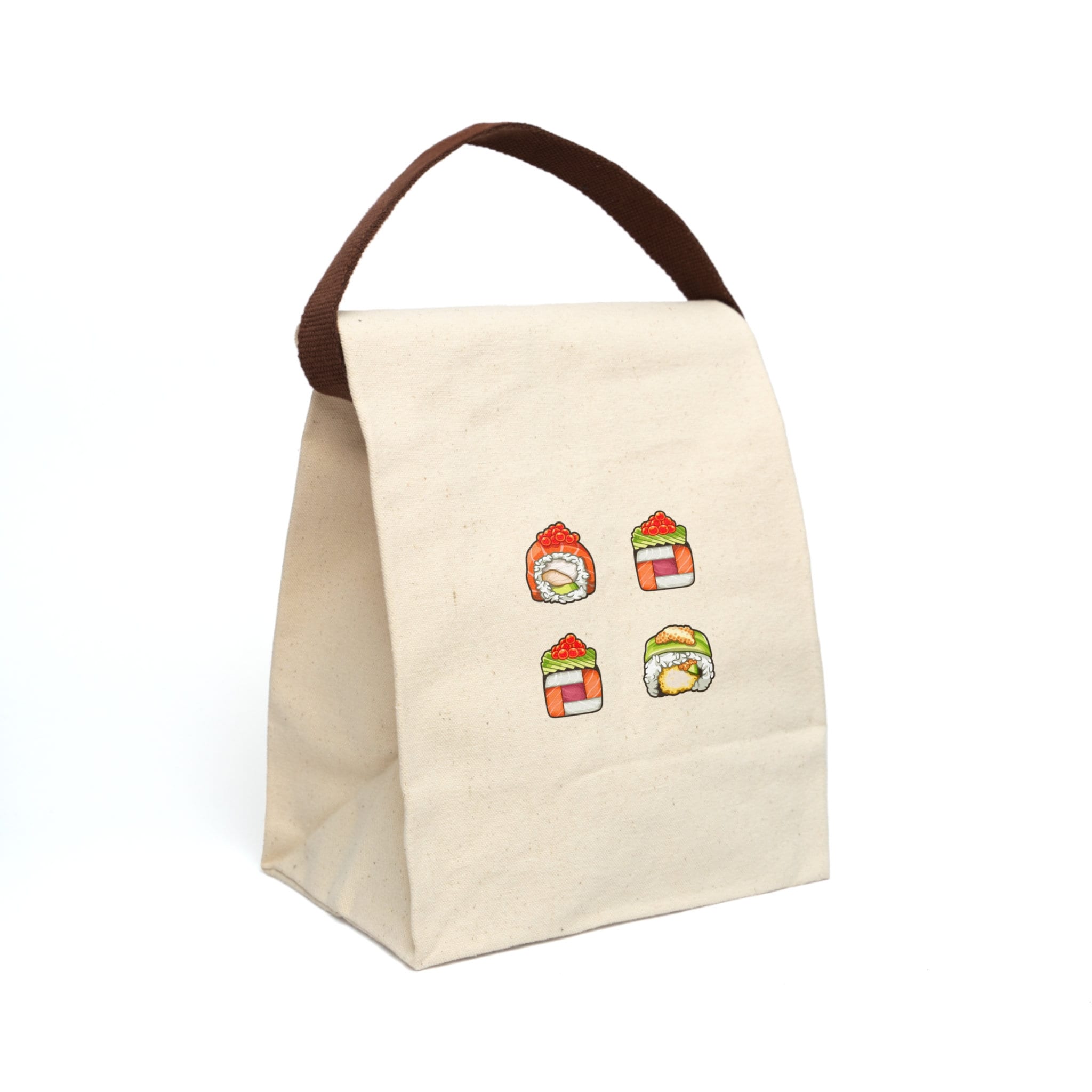 Sushi Graphic Lunch Bag, 100% Cotton Canvas Lunch Bag With Strap