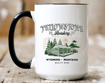 Yellowstone Mug, Yellowstone Roastery Coffee Cup, Two-Tone Ceramic Coffee Mug, Large 15oz Mug, Gender Neutral Gift