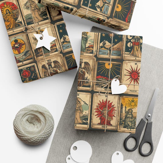 Vintage Tarot Gift Wrap Papers, Eco-Friendly Wrapping, Holiday Wrap, Unique Gift Presentation, Special Occasions