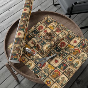 Vintage Tarot Gift Wrap Papers, Eco-Friendly Wrapping, Holiday Wrap, Unique Gift Presentation, Special Occasions image 2