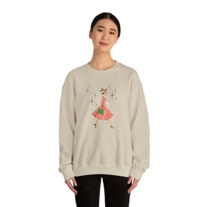 Retro 1950s Christmas Shopper Sweatshirt, Vintage Look, Unisex Heavy Blend™ Crewneck Women's Sweatshirt, Gift for Her image 5