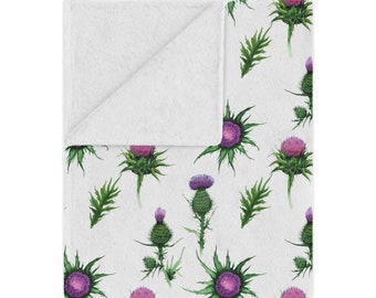 Scottish Thistle Blanket, Soft & Plush Polyester Minky Blanket, Gift for Her, Scottish National Flower
