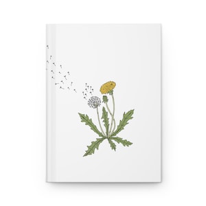 Dandelion Journal, Blank Hardcover Notebook, Matte Cover, Birthday Gift, Dandelion Lover Journal, Manifestation Journal