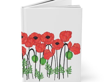 Poppies Blank Journal, Red Poppy Hardcover Journal, Matte Cover, Birthday Present, Mother's Day Gift, Gift for Her, Poppy Lover Gift