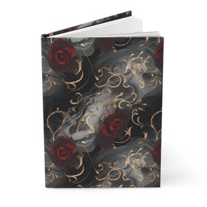 Gothic Roses Blank Journal, Hardcover Journal Matte Cover, Goth Gift for Her, Dream Journal, School Notebook, Dark Academia