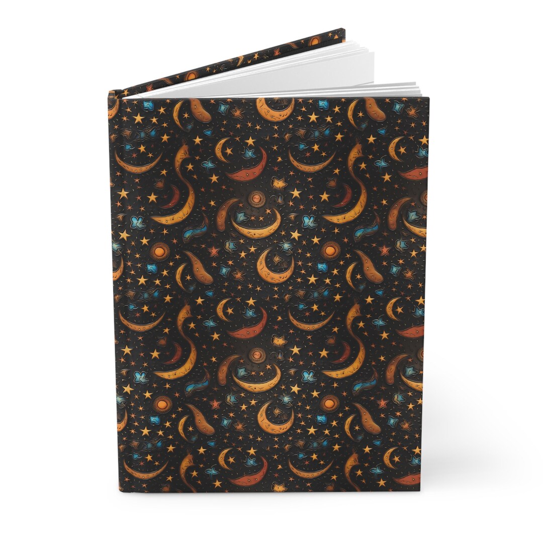 Celestial Moon & Stars Journal, Blank Hardcover Journal Matte Cover ...