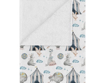 Circus Theme Baby Blanket, 100% Polyester Soft & Plush Microfiber Blanket, Baby Boy Blanket, Baby Shower Gift, Circus Nursery Throw