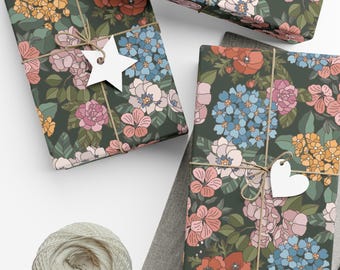 Floral Gift Wrap Paper | Elegant Wrapping for All Occasions | Birthday, Wedding, Holiday, Baby Shower, Mother's Day, Eco-Friendly