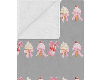 Coquette Ice Cream Girls Blanket, Soft & Cozy 100% Polyester Microfiber Blanket, Baby Girl Blanket, Nursery Throw, Toddler Girl Bedding