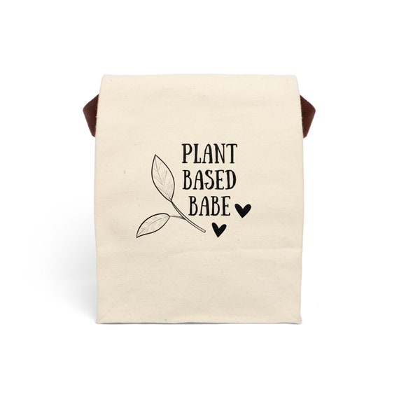 Plant Based Diet Lunch Bag for Woman, 100% Cotton Canvas Lunch Bag