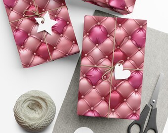 Coquette Pink Quilted Aesthetic Gift Wrap, Ultra Feminine Wrapping Paper, Matte Finish, Valentine's Day Gift Wrap, Wedding, Bridal Shower