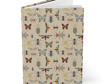 Bugs & Butterlies Journal 5.75 X 8" Blank Hardcover Journal Matte Cover, Gender Neutral Journal Gift, Bugs and Insects Entomology Notebook