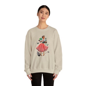 Retro 1950s Christmas Shopper Sweatshirt, Vintage Look, Unisex Heavy Blend™ Crewneck Women's Sweatshirt, Gift for Her image 4