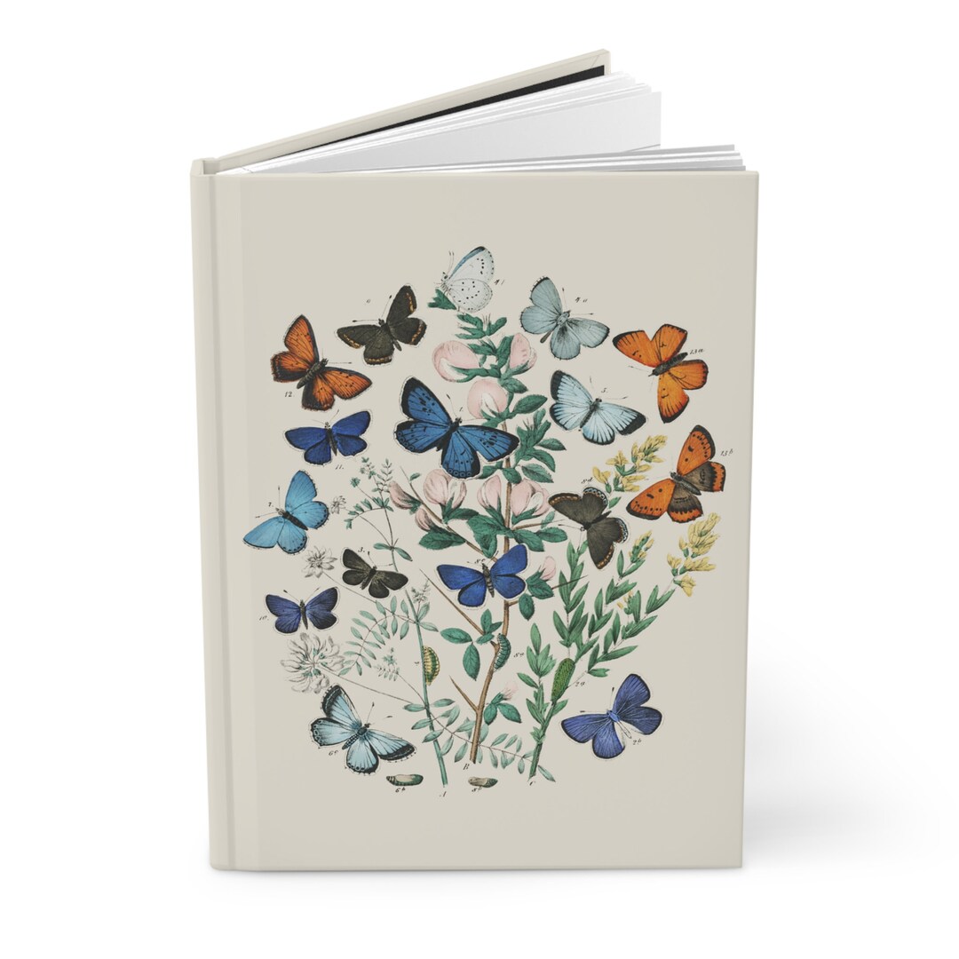 Matte Cover Journal Butterflies Botanical Blank Journal, Hardcover Journal Matte Cover ...