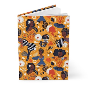 Black Girl Blank Journal, African American Female Graphic,  Hardcover Journal Matte Cover, Black History Month Journal, Gift for Her