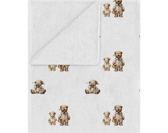 Sleepy Teddy Bear Baby Blanket, Gender Neutral Nursery Throw, Soft & Cozy 100% Polyester Microfiber Blanket, Toddler Bedding, Baby Gift