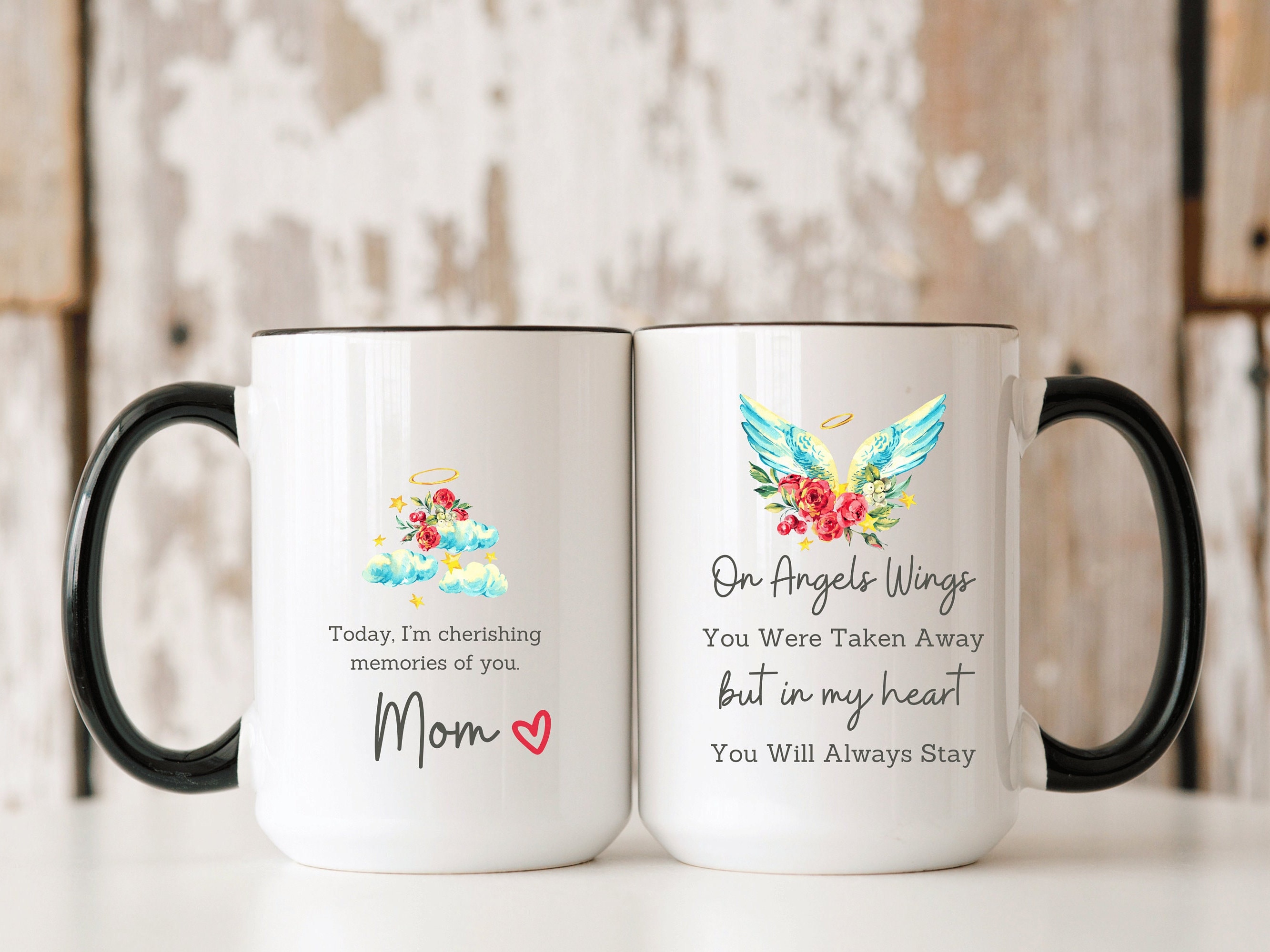 Mom Memorial Mug, Loss of Mother Sympathy Gift, Two-Tone Ceramic Coffee  Mug, Large 15oz Coffee, Tea Mug, Memorial Gift Idea