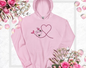 Heart Kitty Cat Hoodie | Cute Cozy Kawaii Hoodie | Kawaii Cat Hoodie | Trendy Hooded Sweatshirt | Kitty Cat Pullover | Heavy Blend Gildan