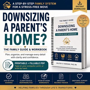 Fillable Senior Downsizing Workbook | Parent Home  Organizer | Estate & Moving Planner PDF