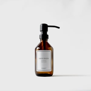 Savon Main Bouteille d'Apothicaire  | Flacon ambré avec pompe | Distributeur de savon rechargeable | Flacon en verre zéro déchet
