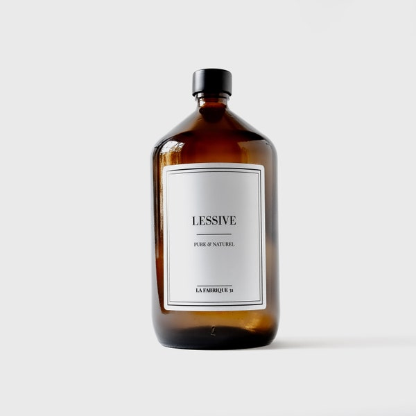 Amber glass laundry bottle, Refillable liquid dispenser