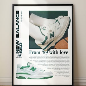 New Balance 550 Wall Art stampabile, arte in stile retrò, design minimalista delle sneaker Retro Sneaker Art, Sneaker head Decor, DIGITAL FILE