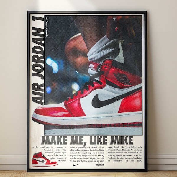 Air Jordan 1 Poster Print, White/Black/Sky Blue, Wall Art, Sneaker Decor, DIGITAL FILE