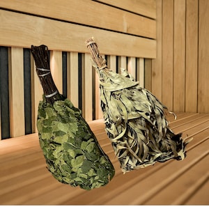 Eucalyptus & Birch Sauna Broom Set: Traditional Spa Treatment