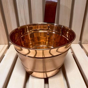 Handmade Copper Sauna Bucket with Beech Handle - 4L